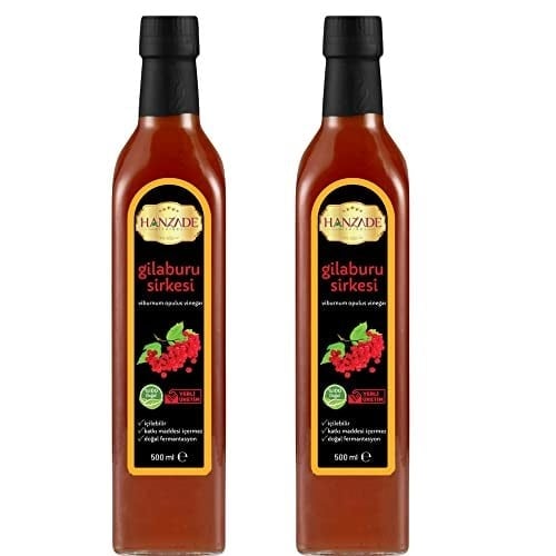 Hanzade Bitkisel Gilaburu Sirkesi 500 ML x 2 Adet Doğal Fermantasyon İçilebilir Katkısız Cam Şişe
