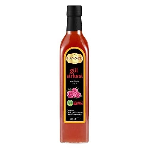Hanzade Bitkisel Gül Sirkesi 500 ML Doğal Fermantasyon İçilebilir Katkısız Cam Şişe