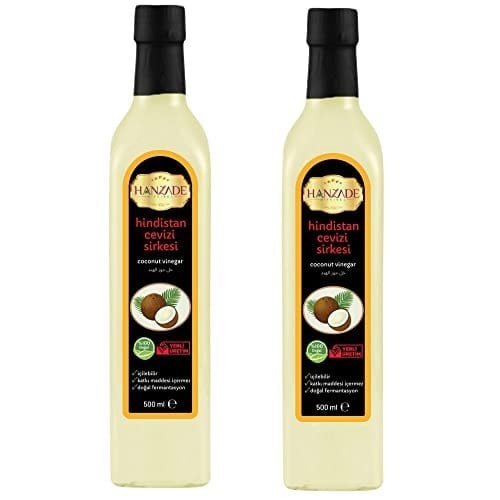 Hanzade Bitkisel Hindistan Cevizi Sirkesi 500 ML x 2 Adet Doğal Fermantasyon İçilebilir Katkısız Cam Şişe