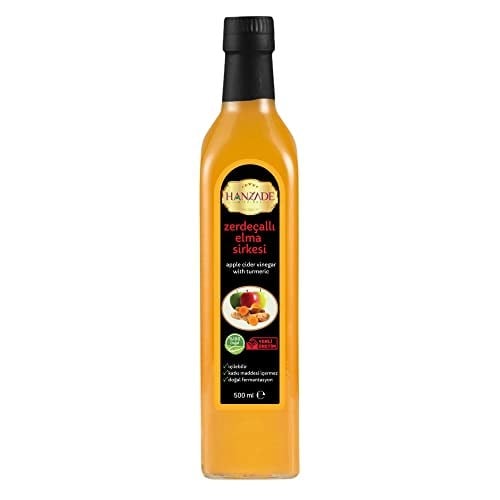 Hanzade Bitkisel Zerdeçallı Elma Sirkesi 500 ML Doğal Fermantasyon İçilebilir Katkısız Cam Şişe