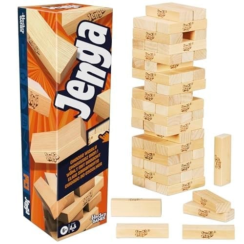Hasbro Resmi Jenga Oyunu (2025) | Ücretsiz Web Uygulaması ile Daha Fazla Oyun Seçeneği (Zorunlu Değildir) | Ahşap Blok Denge ve Kule Dizme Oyunu | 6 Yaş ve Üzeri | 1+ Oyuncu