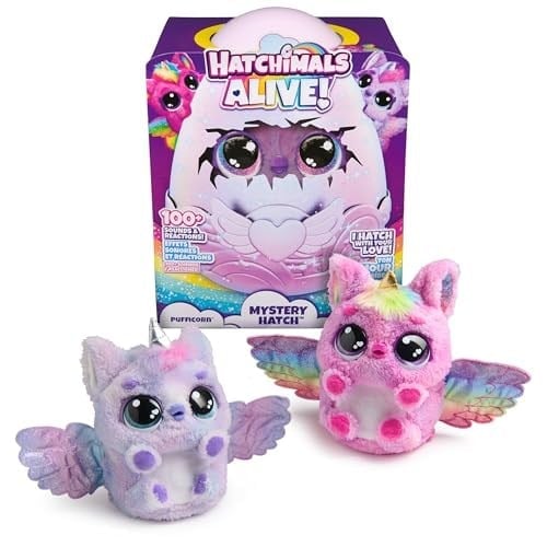 Hatchimals Alive Gizemli Yumurta Pufficorn – sihirli kendiliğinden çıkan yumurta yaklaşık 25 cm boyunda, etkileşimli sürpriz peluş oyuncaklı, 5 yaşından büyük çocuklar için