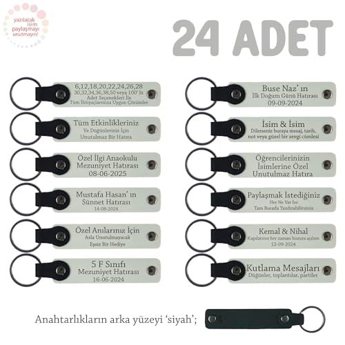 Hatıra Anahtarlık Set Kırk Uçurma Kutlaması, 24'lü Set, MH-KAN8549X24, Beyaz & Siyah, üniseks-bebek