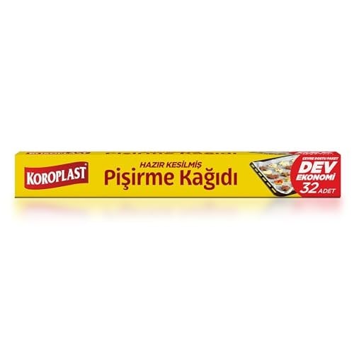 Hazır Kesilmiş Pişirme Kağıdı 32 adet Dev Ekonomi 42x37 cm, Helal Sertifikalı, Fırında Tavuk, Et, Tatlı, Börek Pişirmek için Yüksek Isıya Dayanıklı Hazır Fırın Pişirme Kağı - Seçenekler: 32 (3 paketi)