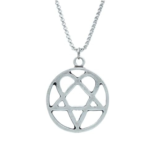 Heartagram Örme Zincir Kolye - Gümüş Kaplama - Erkek Kadın Kolye - No:1361
