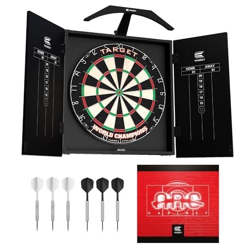 Hedef Dart Arc Dartboard Aydınlatma Sistemi Ev Dolabı Seti Dünya Şampiyonu Dartboard ve 2 Dart Seti içerir, Siyah, Standart Boyut