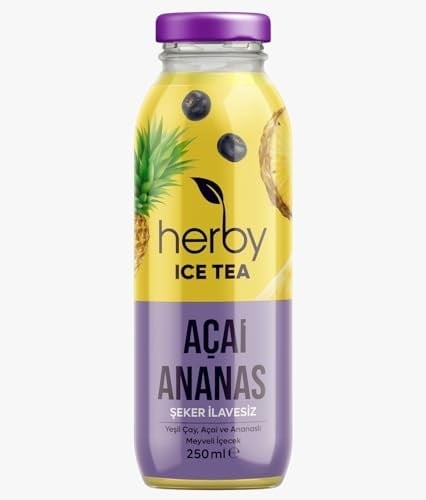 Herby Ice Tea Açai Ananas Soğuk Çay Şeker İlavesiz 250 ml X 12 Adet