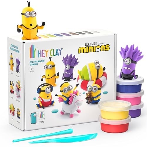HEY CLAY Çılgın Hırsız Minyonlar 15 Kutulu Set - Çocuklar için Hava ile Kuruyan, Renkli ve Şekil Alan 15 Kutulu Kil Seti - Şekillendirme Aletleri ile Eğlenceli ve Etkileşimli Talimatlar Uygulaması