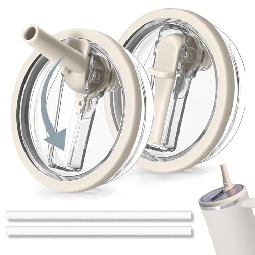 HEYIDAMAI Stanley Cup kapak, 2 adet yedek kapak, 2 pipetli 40 oz bardak için, tekrar kullanılabilir, sızdırmaz ve toz geçirmez stanley kapak, Stanley Cup yedek kapak, Stanley Cup Straw Cover