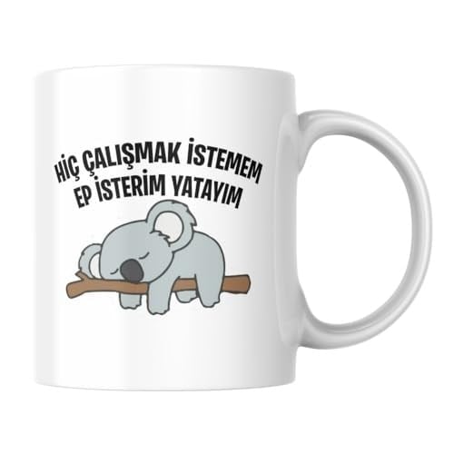 Hiç Çalışmak İstemem Ep İsterim Yatayım Komik Yazılı Kupa Bardak Hediyelik Çay Kahve Kupası Coffee Mug