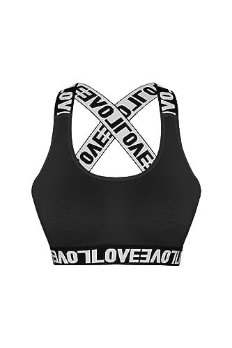 HNX Pamuklu LOVE Lastik Çapraz Askılı Pedli Kadın Büstiyer L hnxNM593