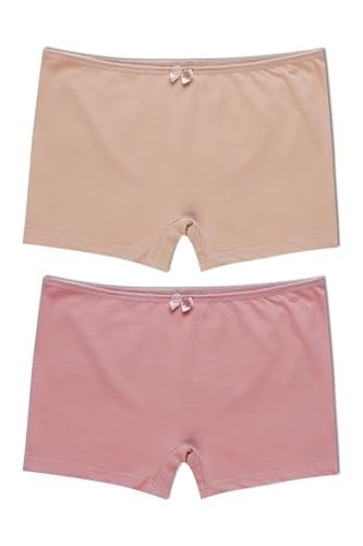 HNX UNDERWEAR 2'li Pamuklu Düz Renk Kadın Boxer Külot Kahve-Vizon L hnxNM6189