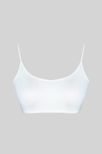 HNX UNDERWEAR Beyaz Pamuklu İnce Askılı Kadın Alıştırma Büstiyeri Beyaz M hnxNM396