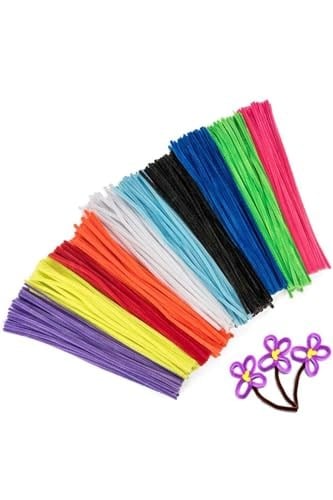 Hobialem Renkli Şönil, 200 Adet, Eğitici Şönil Seti, Tüylü Tel, 30 Cm, Peluş Tel