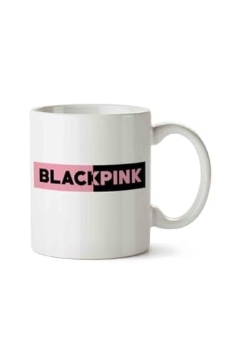 HobiShop(5663) Black Pink Logo Porselen Kupa Bardak Beyaz