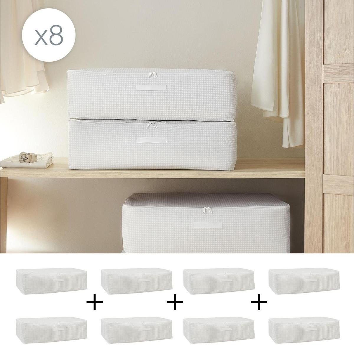 Home Wave 8'li Mega Boy Gri Pötikare Baza Altı Hurç Set 74 X 46 X 22 Cm