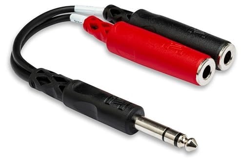 Hosa 1/4 inç TRS (M) - Dual 1/4 inç TSF (F) Stereo Breakout Kablo (YPP-117)