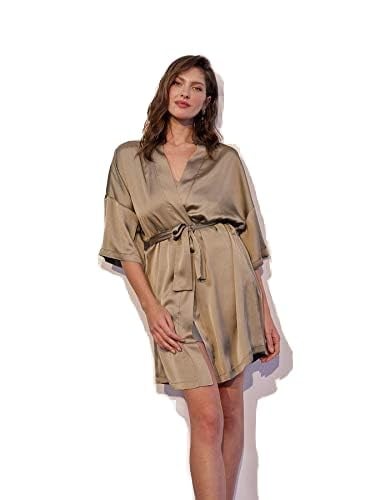House of Silk İpeksi Saten Soft Fıstık Yeşili Rengi Sabahlık