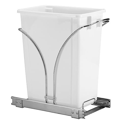 Household Essentials Glidez Krom Kaplama Çelik Çekme/Kaydırmalı Gizli Tekli 9 Galon Plastik Çöp Kovası Dolap Altı Kullanım için - Standart Boy Dolap,  - Seçenekler: 9 gallon, 5 gallon, 9 gallon double
