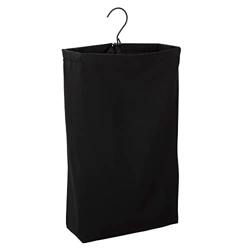Household Essentials Hanging Cotton Canvas Laundry Hamper Bag, Black