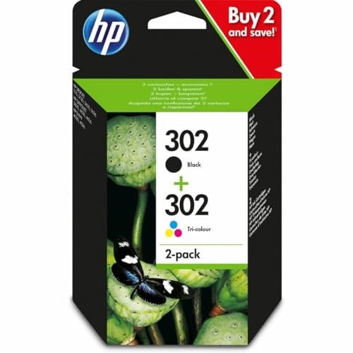HP 302 2'li Paket Siyah/Üç Renkli Orijinal Mürekkep Kartuşları Combo paketi Sayfa Verim B 190 / Tri 165 (P/N X4D37AE)