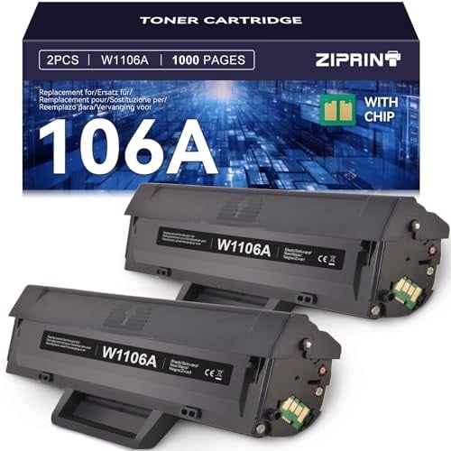 HP Lazer 135wg Toner için HP 106A W1106A için ZIPRINT 106A Toner Uyumlu, HP Lazer MFP 137fwg Toner (Çipli, 2 Siyah)