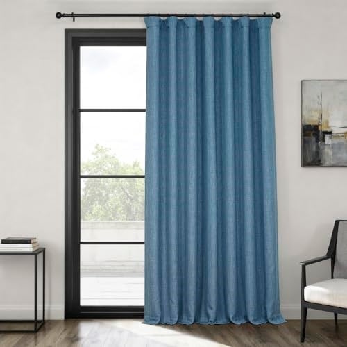 HPD Half Price Drapes BOCH-LN-DW-P keten karartma perdesi, ekstra geniş, 100 x 108 cm, denim - Seçenekler: 50W x 84L, 100 X 84, 100 X 96, 100 X 108, 100 X 120...