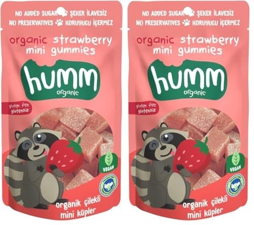Humm Organic Organik Glutensiz Vegan Çilekli Mini Küpler - 30g 2li paket