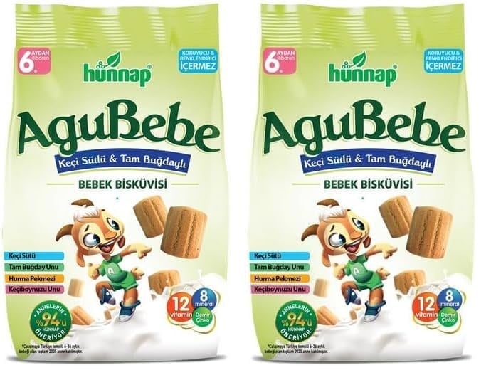 Hünnap Keçisütlü Vitaminli Bebe Bisküvisi 200gr 2li paket
