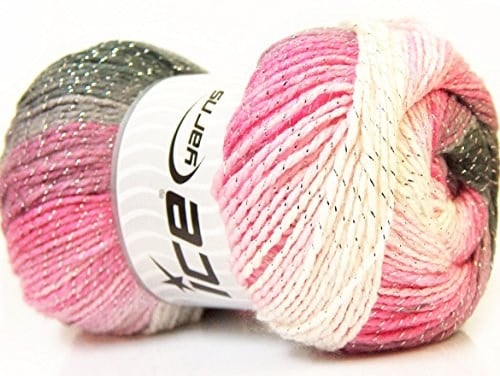 Ice Yarns 4x100gr. Magic Glitz Pembe, Beyaz, Leylak, Gri, Gümüş