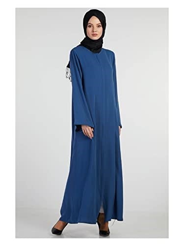 İhvan Online Lacivert Sade Gizli Fermuarlı Aveze Tesettür Ferace Lacivert 4XL