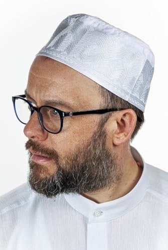 İhvan Online Topbaş Nakış Desenli Kalıp Kumaş Takke Beyaz Beyaz 58