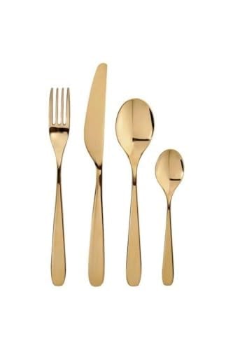 IKEA 24 Parça Paslanmaz Çelik Çatal Bıçak Kaşık Seti, Gold Renk, 6'lı