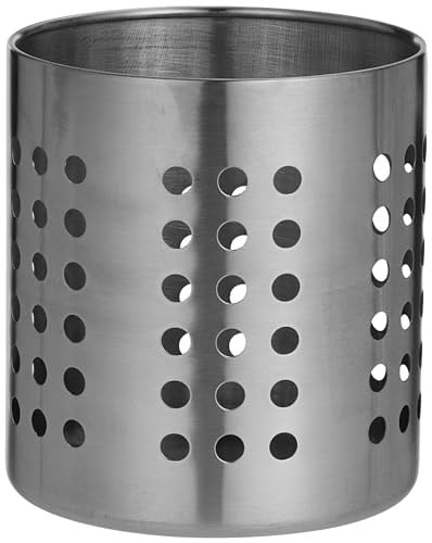 IKEA sepeti 'Ordning' Besteckstaender paslanmaz çelik – Kuechenutensilienhalter – 12 cm Çap-13,5 cm Yükseklik, paslanmaz çelik, Gümüş, 14 x 12 x 12 cm