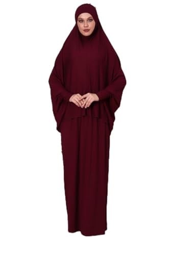 İki Parça Pratik Namaz Elbisesi 8016 Bordo