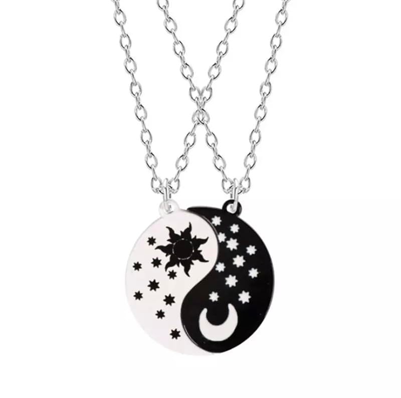 İkili Ying Yang Best Friends BFF Metal Ay Güneş Zincirli Kolye