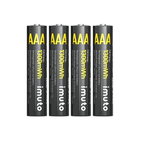 Imuto 1300mWh AAA Şarj Edilebilir Lityum Pil (4’lü Paket) (Şarj Cihazı Yok)