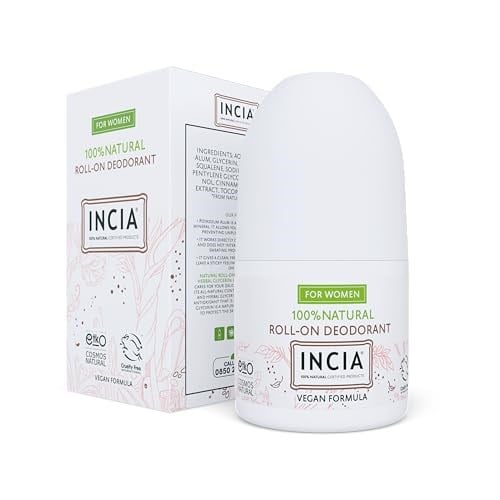 INCIA%100 Doğal Roll On Deodorant Kadınlar İçin Ter Kokusu Önleyici Lekesiz 50 ml - Seçenekler: 50 ml (1er Pack), 50 ml (1er Pack) (3 paketi)