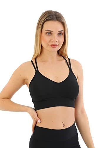 INNER VISION Kadın Süngerli Destekli İnce Askılı Pedli Sütyen Günlük Kullanım Sütyeni Fitness Egzersiz,