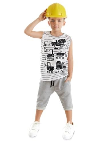 İnşaat Aracı Erkek Çocuk T-shirt Kapri Şort Takım
