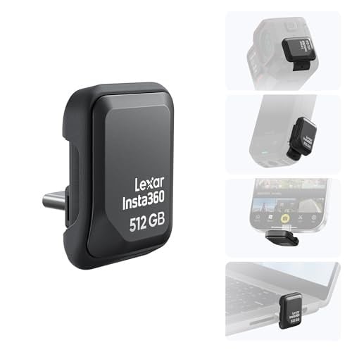 Insta360 Hızlı Okuyucu 512 GB Taşınabilir SSD, Hızlı Harici Thumb Sürücü Depolama, USB-C Memory Stick Ace Pro 2/X5/X4 Air, iPhone, Android, PC, Yaratıcılar için Lexar ile Birlikte Geliştirildi