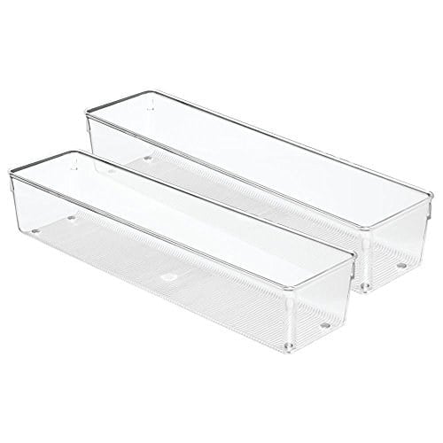 InterDesign 52630 M2EU Linus çekmece içi düzenleyici için çatal bıçak kutusu çatal bıçak kaşık (servis) takımı, mutfak spatulası, plastik, Clear, 10,16 x 40,64 x 7,62 cm