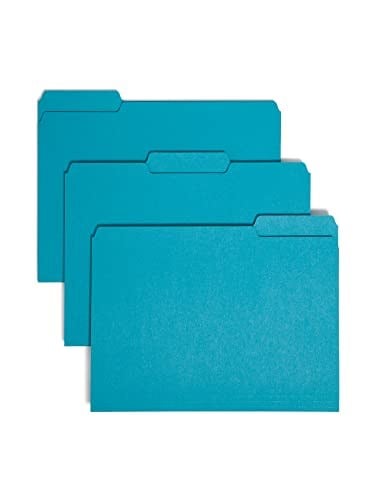 interior file Folders, 1/3 Cut Top Tab, Letter, Teal 100/box