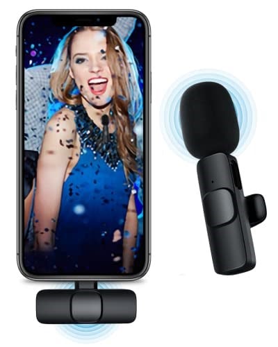 iPhone ile Uyumlu Kablosuz Yaka Mikrofon, Telefon Video Kaydı için Yaka Klipsli Mikrofon TikTok YouTube Canlı Yayın Vlog (Uygulama/Bluetooth Gerekmez)
