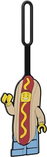 IQ Lego Iconic Hot Dog Man silikon çanta askısı, seyahat, bavul, sırt çantası için, zehirsiz ve kokusuz, kimliğin tanımlanması için arka yüzünde yazılabilir yüzey (52615)
