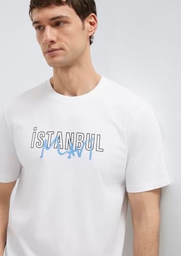 İstanbul Baskılı Beyaz Tişört Regular Fit/Normal Kesim 067114-620
