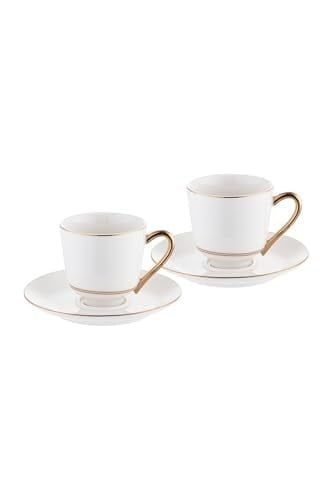 İstanbul Porselen Semin 2 Kişilik Double Kahve Fincan Takımı Gold 140 ml