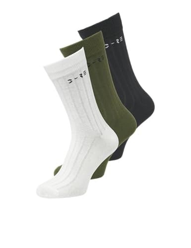 JACK & JONES Erkek JACCORE 3'lü Paket SN Çorap, Marshmallow/Paket: Cypress-Asfalt, Tek Beden (3'lü Paket), Marshmallow/Paket: Selvi - Asfalt, Tek Beden