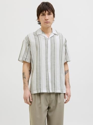 JACK & JONES Jprccsummer Stripe Resort S/S Shirt Sn Jprccsummer Stripe Resort S/S Shirt Sn Erkekler