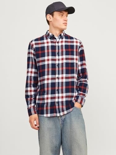JACK & JONES Regular Fit Ekose Desenli Uzun Kollu Gömlek, 12235982